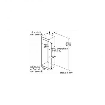 Neff KI7863DD0 Einbau Kühl-Gefrierkombination, Nischenhöhe 177 cm, Breite 56 cm, 260L, Festtürtechnik, NoFrost, LED Beleuchtung, 0 Grad Fach