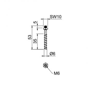 OBO Bettermann MMS+ ST 6X55 Stockanker MMS-plus ST 6x55, mit Anschlussgewinde (3498264)