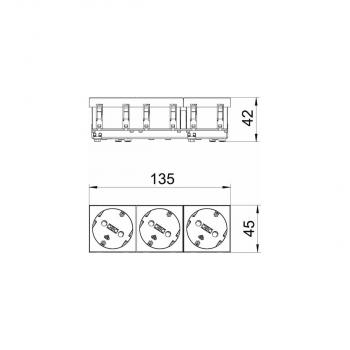 OBO Bettermann STD-D3S RW3 Steckdose 33°, 3-fach Schutzkontakt (6120123)