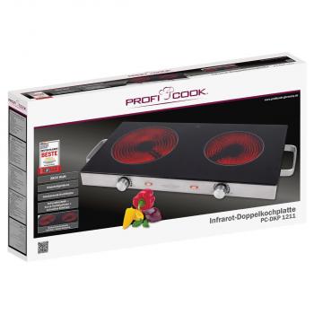 ProfiCook PC-DKP 1211 Infrarot-Doppelkochplatte, 2800 W, stufenlose Temperaturregelung, LED-Kontrollleuchte, inox (501211)