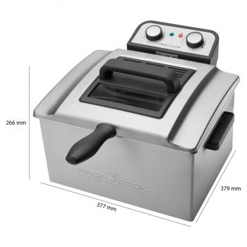 ProfiCook PC-FR 1038 Doppel-Fritteuse, 5 L, 3000 W, 30-Minuten-Timer, stufenlos, 2 Kontrollleuchten, inox (501038)