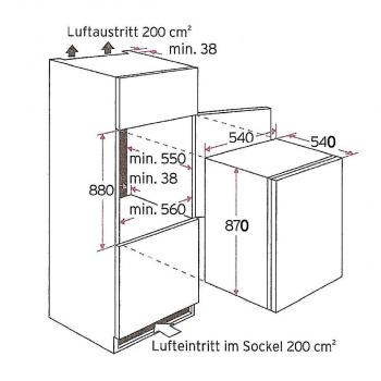 PKM KS130.0A++EB Einbaukühlschrank, 54 cm breit, 124 Liter, 39 dB(A), Thermostat, wechselbarer Türanschlag, 3 Türablagen, Eierablagen, weiß