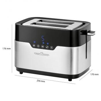 ProfiCook PC-TA 1170 Toaster, 770-920 W, breite Toastschlitze, Sensor Touch, schwarz/edelstahl