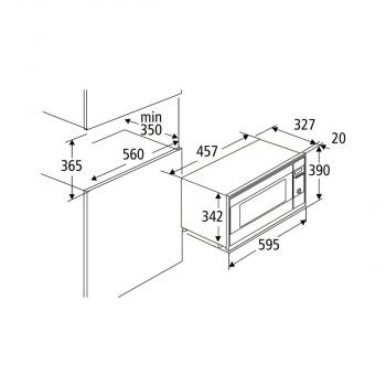 PKM MW800-20B EB Einbau-Mikrowelle, 800 W, 20 Liter, 6 Stufen, Auftaufunktion, Endsignal, Druckknopf, Drehteller, schwarz