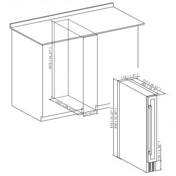 PKM UWTS20-7G Weintemperierschrank, 15 cm breit, 7 Standardweinflaschen, unterbaufähig, 6 Kunststoffböden, Thermostat, schwarz