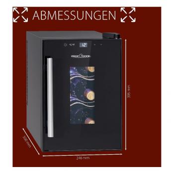 ProfiCook PC-WK 1230 Glastürkühlschrank, 17L, 25cm breit, Sensor Touch-Steuerung, Anti-Vibrationssystem, schwarz