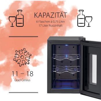 ProfiCook PC-WK 1230 Glastürkühlschrank, 17L, 25cm breit, Sensor Touch-Steuerung, Anti-Vibrationssystem, schwarz