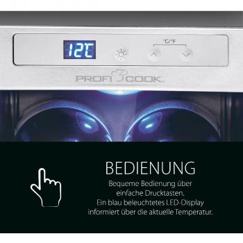 ProfiCook PC-WK 1233 Glastürkühlschrank, 23 L, 43 cm breit, Anti-Vibrationssystem, Thermoelektrische Kühlung, schwarz