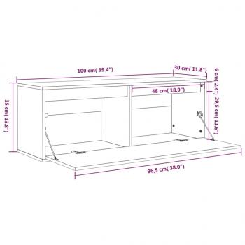 Wandschrank 100x30x35 cm Massivholz Kiefer