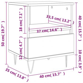 Nachttische 2 Stk. Grau Sonoma 40x35x50 cm Holzwerkstoff