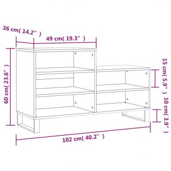 Schuhregal Weiß 102x36x60 cm Holzwerkstoff