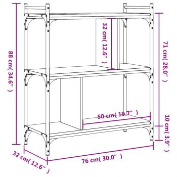 Bücherregal 3 Böden Schwarz 76x32x88 cm Holzwerkstoff