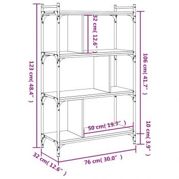 Bücherregal 4 Böden Schwarz 76x32x123 cm Holzwerkstoff