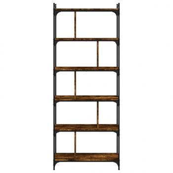 Bücherregal 6 Böden Räuchereiche 76x32x192 cm Holzwerkstoff