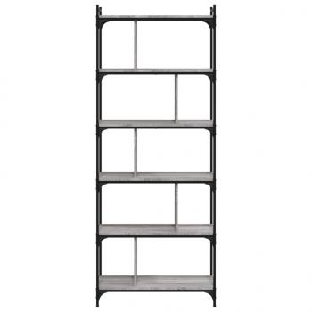 Bücherregal 6 Böden Grau Sonoma 76x32x192 cm Holzwerkstoff