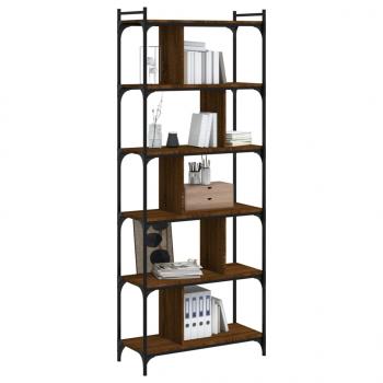 Bücherregal 6 Böden Braun Eiche-Optik 76x32x192cm Holzwerkstoff