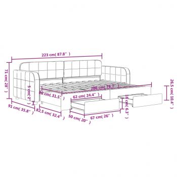 Tagesbett Ausziehbar mit Schubladen Blau 80x200 cm Samt