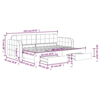 Tagesbett Ausziehbar mit Schubladen Rosa 80x200 cm Samt