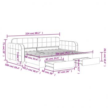 Tagesbett Ausziehbar mit Schubladen Blau 90x200 cm Samt