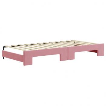 Tagesbett Ausziehbar mit Schubladen Rosa 90x200 cm Samt