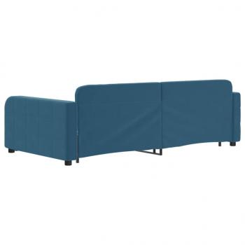 Tagesbett Ausziehbar mit Schubladen Blau 100x200 cm Samt