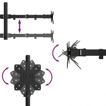 Tischhalterung für 2 Monitore Schwarz Stahl VESA 75/100 mm