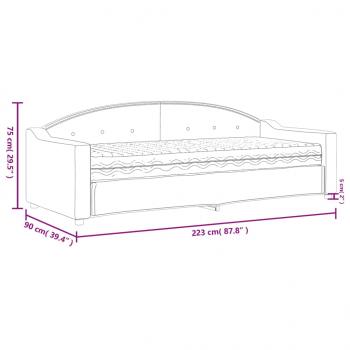 Tagesbett mit Matratze Hellgrau 80x200 cm Stoff