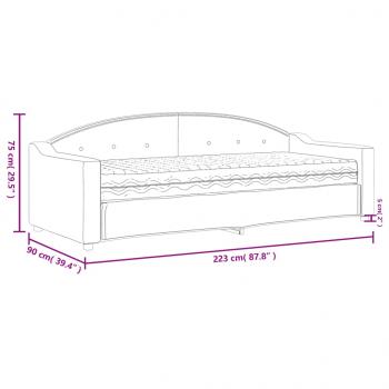 Tagesbett mit Matratze Schwarz 80x200 cm Stoff