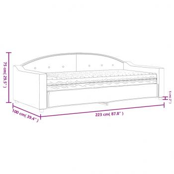 Tagesbett mit Matratze Hellgrau 90x200 cm Stoff