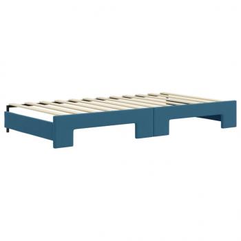 Tagesbett Ausziehbar mit Schubladen Blau 100x200 cm Samt