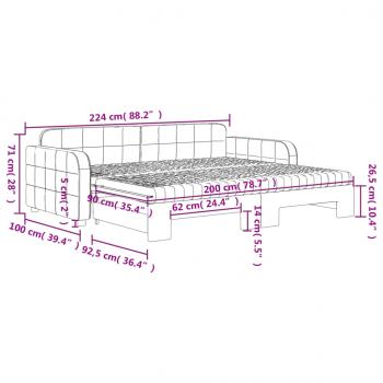 Tagesbett Ausziehbar mit Matratzen Hellgrau 90x200 cm Samt