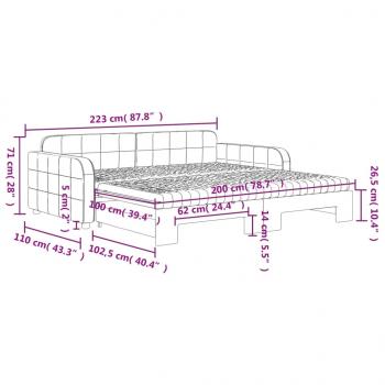 Tagesbett Ausziehbar mit Matratzen Schwarz 100x200 cm Samt