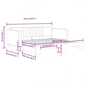 Tagesbett Ausziehbar Schwarz 100x200 cm Samt