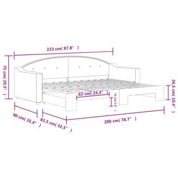 Tagesbett Ausziehbar Hellgrau 80x200 cm Stoff