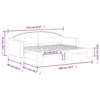 Tagesbett Ausziehbar Dunkelgrau 80x200 cm Stoff