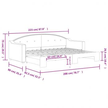 Tagesbett Ausziehbar Taupe 80x200 cm Stoff