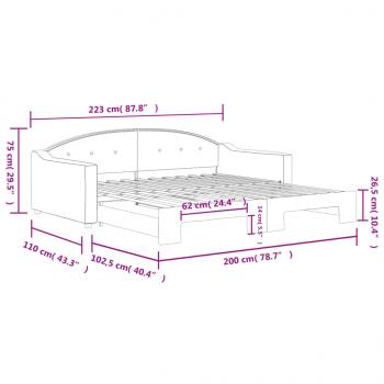 Tagesbett Ausziehbar Dunkelgrau 100x200 cm Stoff