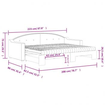 Tagesbett Ausziehbar mit Matratzen Dunkelgrau 80x200 cm Stoff