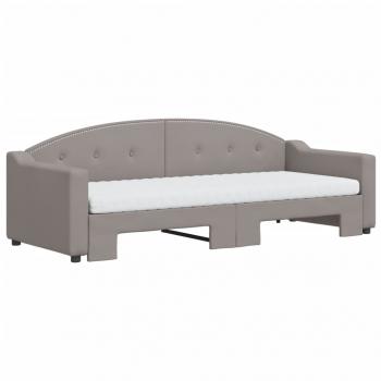 Tagesbett Ausziehbar mit Matratzen Taupe 80x200 cm Stoff