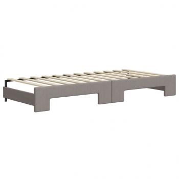 Tagesbett Ausziehbar mit Matratzen Taupe 80x200 cm Stoff