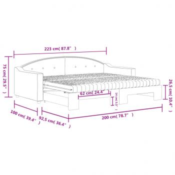 Tagesbett Ausziehbar mit Matratze Hellgrau 90x200 cm Stoff