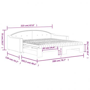 Tagesbett Ausziehbar mit Matratzen Schwarz 100x200 cm Stoff