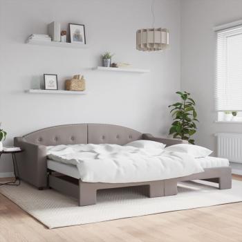 ARDEBO.de - Tagesbett Ausziehbar mit Matratzen Taupe 100x200 cm Stoff