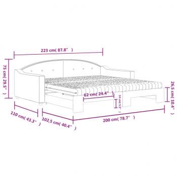 Tagesbett Ausziehbar mit Matratzen Taupe 100x200 cm Stoff