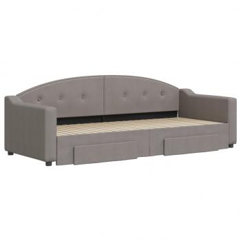 Tagesbett Ausziehbar mit Schubladen Taupe 80x200 cm Stoff