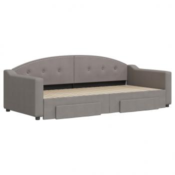 Tagesbett Ausziehbar mit Schubladen Taupe 90x200 cm Stoff