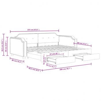 Tagesbett Ausziehbar mit Schubladen Schwarz 80x200 cm Stoff