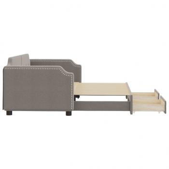 Tagesbett Ausziehbar mit Schubladen Taupe 90x200 cm Stoff