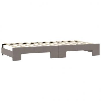 Tagesbett Ausziehbar mit Schubladen Taupe 90x200 cm Stoff