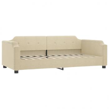 Tagesbett Ausziehbar mit Schubladen Creme 90x200 cm Stoff